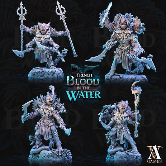 Shakarkha Tidebringers | 4 Poses Paintable 3D Resin Printed Miniature by Archvillain Games