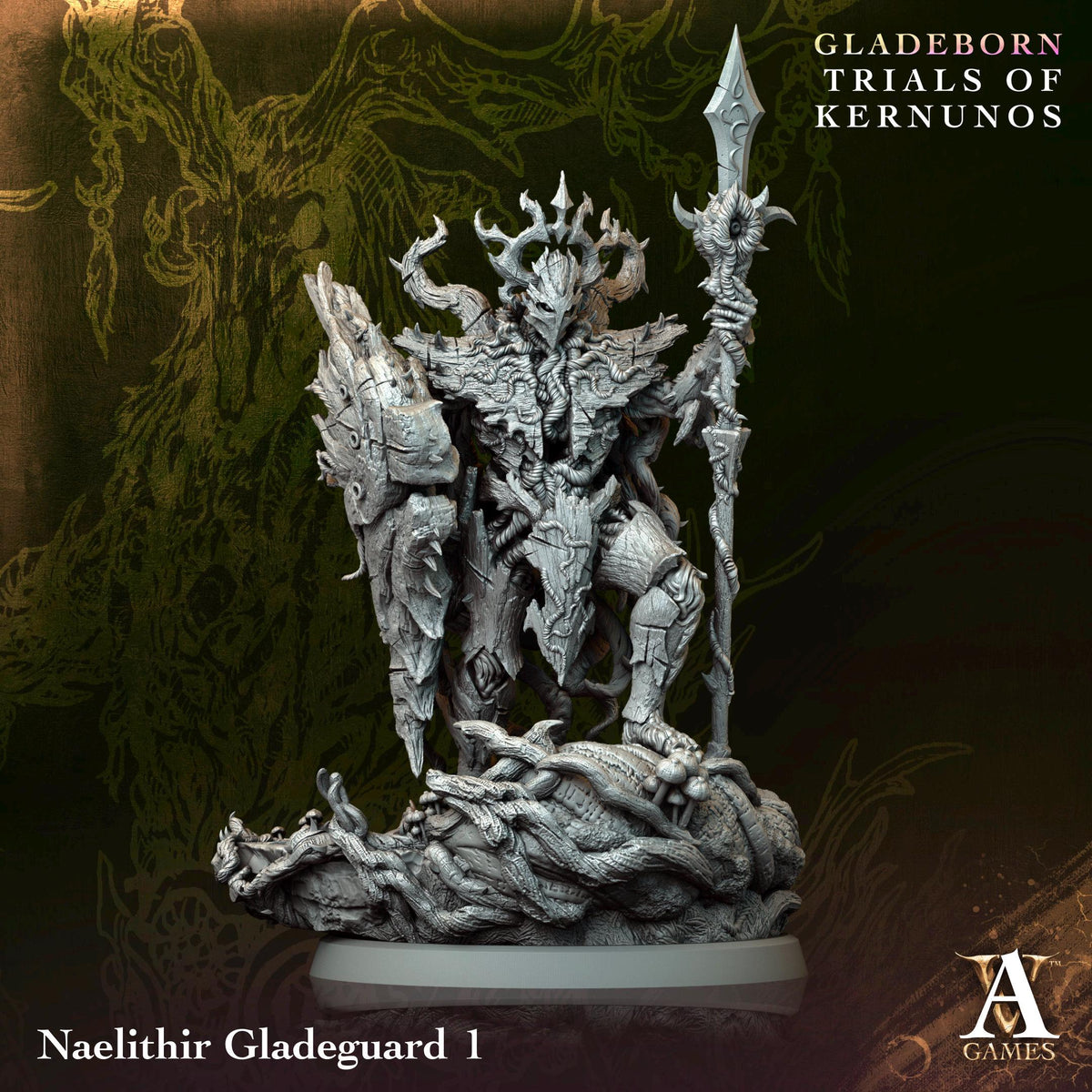 Naelithir Gladeguards | Paintable D&D Miniature | Armored Forest Guardian | Fantasy Treefolk Warrior | 3D Printed Resin