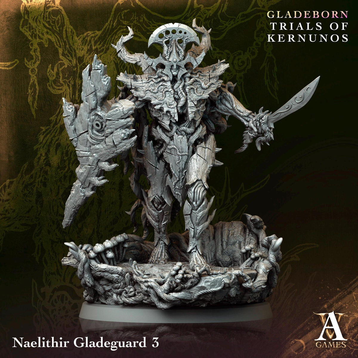 Naelithir Gladeguards | Paintable D&D Miniature | Armored Forest Guardian | Fantasy Treefolk Warrior | 3D Printed Resin