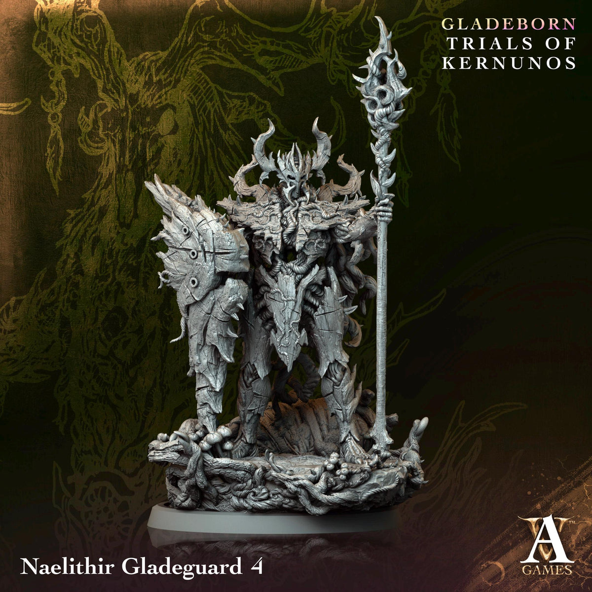 Naelithir Gladeguards | Paintable D&D Miniature | Armored Forest Guardian | Fantasy Treefolk Warrior | 3D Printed Resin