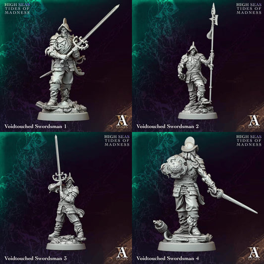 Voidtouched Swordsmen | Paintable D&D Miniatures | Eldritch Pirate Warriors | Nautical Horror | 3D Printed Resin
