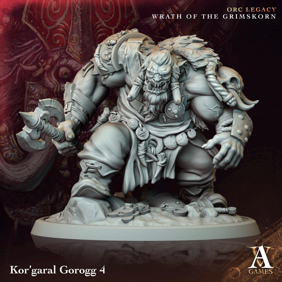 Kor'garal Gorogg | Paintable D&D Miniatures | Giant Orc Brutes | Fantasy Barbarian Warriors | 3D Printed Resin