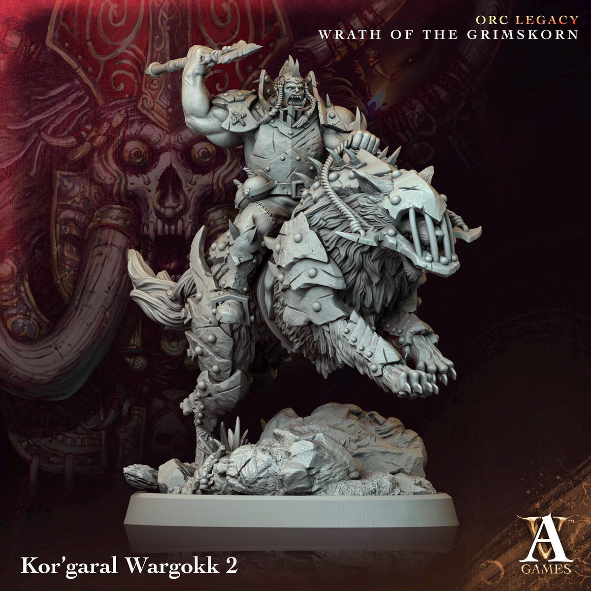 Kor'garal Wargokk | Paintable D&D Miniatures | Orc Wolf Riders | Fantasy Mounted Cavalry | 3D Printed Resin