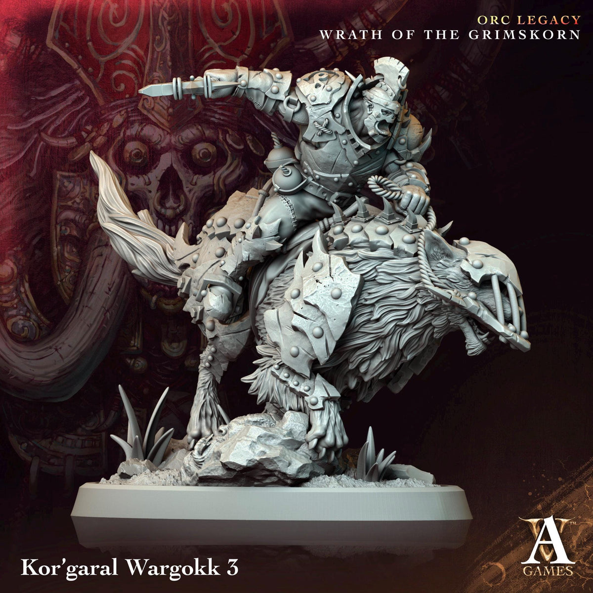 Kor'garal Wargokk | Paintable D&D Miniatures | Orc Wolf Riders | Fantasy Mounted Cavalry | 3D Printed Resin