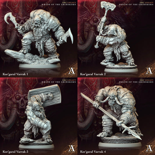 Kor'garal Varrak | Paintable D&D Miniatures | Giant Orc Barbarians | Fantasy Brute Warriors | 3D Printed Resin